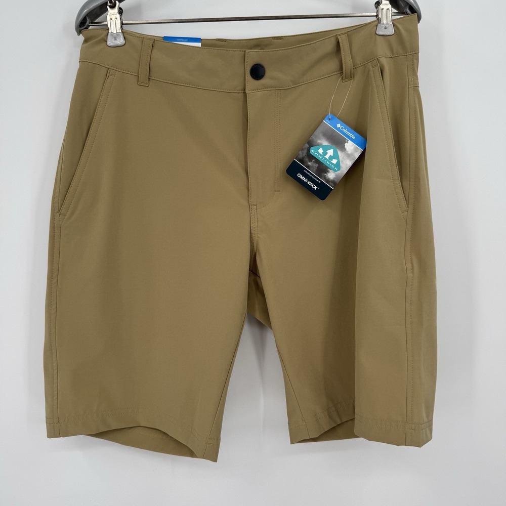 Columbia Mens Hybrid Trek Hiking Shorts Khaki 30 Omni-Wick AM1234 10 Inseam
